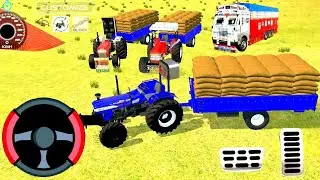 Drive 3 tractor and heavy load trolley and truck stuck in mud #truck #tractor #games 
