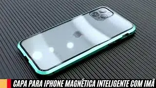 Capa de iphone Magn&eacute;tica Inteligente Metal Dupla Face com &iacute;m&atilde; e Vidro