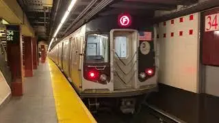 MTA NYC Subway R160B [Siemens Propulsion] F Train Departing 34th Street - Herald Square (12/19/21)