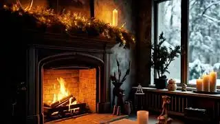 Winter Fireplace Ambience | Cozy Christmas Night | Relax, Sleep, Study