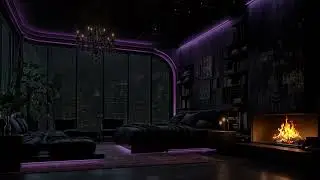 🌇✨ Zurich Night Rain Ambience &ndash; Cozy Purple Bedroom & Fireplace for Deep Sleep