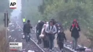 Raw: Migrants Crossing Hungary on Foot