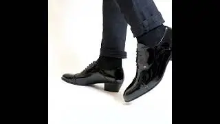 CLUB CUBANO CORDOBA Mens Patent Leather Lace Up Cuban Heel Oxford Shoes Black | Shuperb&trade;