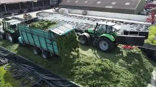 Eerste snee gras inkuilen 4K | Grass ensiling first cut | Grass Silage | Deutz Fahr |