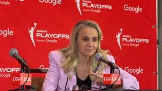Becky Hammon, Jackie Young, Dana Evans after Aces loss to Indiana Fever to open semifinals
