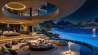 Luxury Seaside Apartment Ambience with Smooth Jazz Music 🌃 🌊 Elegant Jazz & Soft Waves for Relax