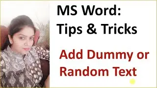 Trick 3 : Add Dummy or Random Text in MS Word #shorts #ms_word_shorts
