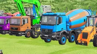 TRANSPORTING EXCAVATOR MIXER TRUCK TRACTORs Backhoe loaders Beamng.Drive Game FARMING SIMULATOR 22