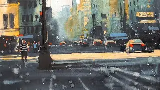 Watercolor Painting - GOLDEN HOUR (Time-lapse)