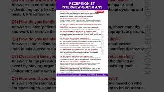 Receptionist Interview Questions and Answers | Receptionist Job Interview Questions and Answers