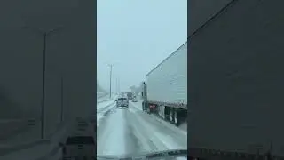 Massachusetts snow storm highway drive behind snow plows