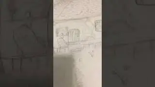 Cute little wood house drawing black and white 🏠🖤🤍🌿🪴