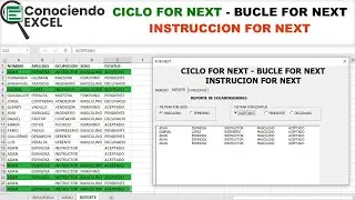 CICLO FOR NEXT VBA - BUCLE FOR NEXT VBA - INSTRUCCION FOR NEXT VB BIEN EXPLICADO | CONOCIENDO EXCEL
