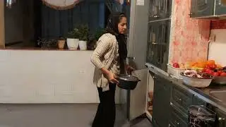  peaceful day in the village: he feeds the sheep, she cooks dinner&mdash;simple life