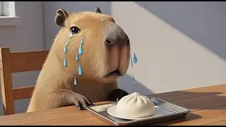 😭 Poor capybara went to the hospital and had no money, so he could only eat a steamed bun #Capybara
