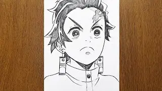 How to Draw Tanjiro Easy Step by Step | Demon Slayer Tutorial