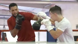 Featherweight Michael Conlan spars heavyweight Joe Joyce