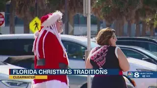 People celebrate Christmas by hitting the beach