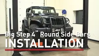 ARIES Side Step Install: Big Step&trade; 4 inch Round Side Bars on 2016 Rubicon Jeep Wrangler - AL231008