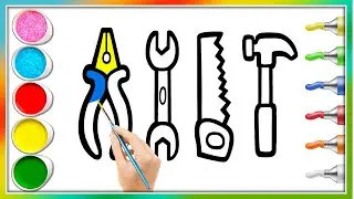 4 Toy Hand Tools Drawing, Painting and Coloring for Kids & Toddlers #drawing #abcdsong