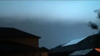 Severe thunderstorm brings power flashes in hurricane force, wind, gust