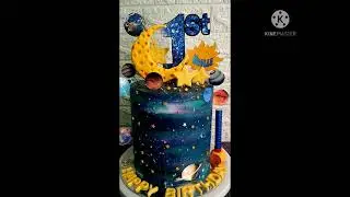 Galaxy Cake with Edible Crescent Moon
