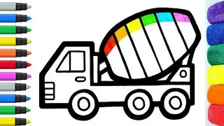 Mixer Truck Drawing & Coloring For Kids, Toddlers | How to Draw Easy Art Tips #346