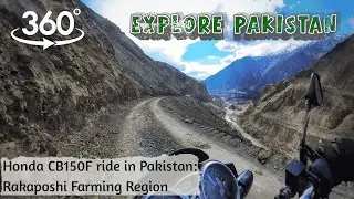 VR 360 POV Motorcycle Ride Pakistan: Descending Rakaposhi Overlook. Honda CB150F. ASMR, No Narration