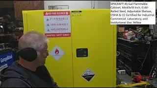 SPECRAFT 45 Gal Flammables Storage Cabinet, 44x43x18 Inch, Adjustable Shelves, OSHA & CE Certified