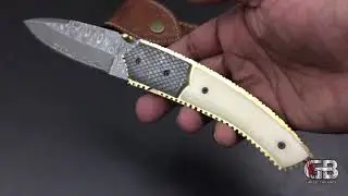GB763 DAMASCUS STEEL CUSTOM HANDMADE FOLDING/POCKET Knife 8.5