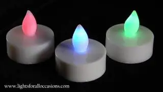 Colored LED Tea Lights, Flickering Red, Blue and Green-Demo