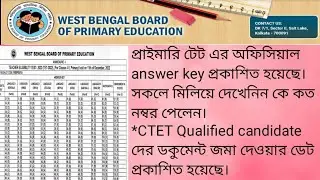 WB TET OFFICIAL ANSWER KEY PUBLISHED | CTET QUALIFIED CANDIDATES NOTICE.@informerjustified