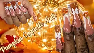 Ногти-кокетки в виде тыквы🎃🧡✨#polygel #nailart