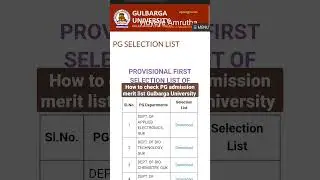 How to Check PG admission merit list Gulbarga University