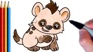 (fast-version) How to Draw Hyena | Step by Step Tutorial For Kids
