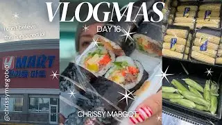 VLOGMAS Day 16: H-Mart Kimbap + Mini Haul, Kitchen Cabinet Organization + Kit is Wild 😂