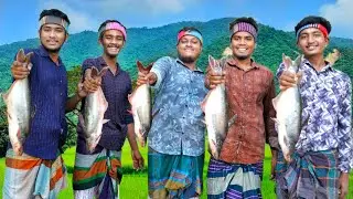 PANGAS Fish Fry Recipe | Amazing Fish Cutting and Cooking in Village Nature | Big Fish Curry Recipe