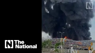 Port of Beirut ablaze