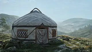 Wind Over the Steppe | Misty Turkic Yurt Ambience with Distant Wind | 1 Hour Loop
