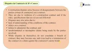 Disputes in Contracts and It's Causes-Tenders and Contracts-Quantity Survey Estimation and Valuation