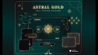 Astral Gold & Deep Green Stream Package: Animated Vtuber Twitch overlay