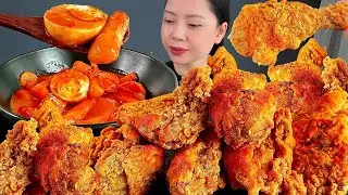ASMR MUKBANG SPICY TTEOKBOKKI & CHEESY FRIED CHICKEN | COOKING &  EATING SOUNDS