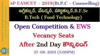ANGRAU Bipc Counselling Open Competition Seats Vacancy Position as on 27-08-2019