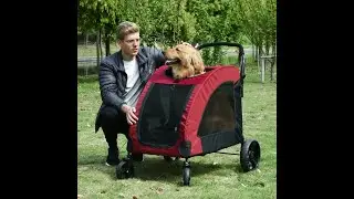 🐶🐈Foldable Dog Stroller with Storage Pocket, Oxford Fabric for Medium Size Dogs🐶🐈