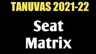 TANUVAS|2021|2022|Seat Matrix|For|BVSC|veterinary|Tamilnadu|Vjalerts|