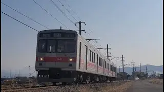 和手農道3号踏切～舞田踏切8:15通過『別所線1000系(1101編成+1001編成) 赤帯 別所温泉行き』