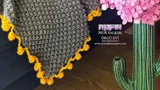 Battaniye kenarına ponpon nasıl yapılır? tığ işi battaniye kenarı tığ modelleri