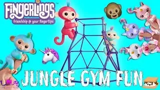 Unboxing Fingerlings Aimee Monkey & Jungle Gym Playset Silly Review with Monkey & Unicorns Friends!
