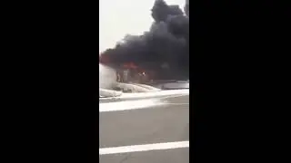 Close-up of Emirates flight EK521 which made an emergency landing at Dubai International Airport