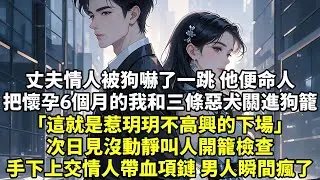 丈夫情人被狗嚇了一跳 他便命人把懷孕6個月的我和三條惡犬關進狗籠「這就是惹玥玥不高興的下場」次日見沒動靜叫人開籠檢查手下上交情人帶血項鏈，男人瞬間瘋了#現實情感#豪門言情#為人處世#小说